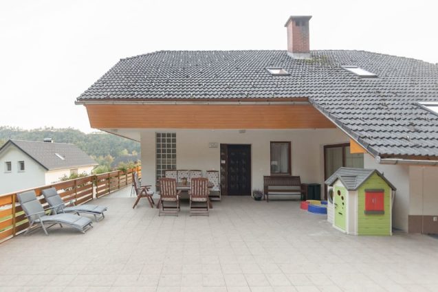 A large terrace behind the Superior Apartment, Apartments Fine Stay, Lake Bled area of Slovenia
