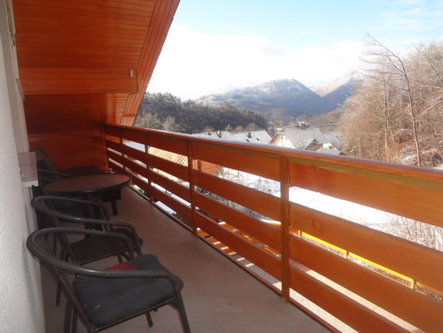 A view from the third balcony of the Superior Apartment with 3 Balconies towards the Slovenian Alps on a sunny winter day