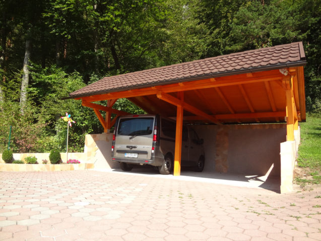 A new carport behind Apartments Fine Stay in the Bled area of Slovenia