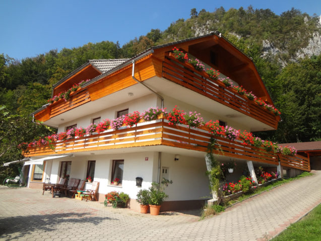 Exterior of the Fine Stay Apartments in the Bled area of Slovenia on the first autumn day