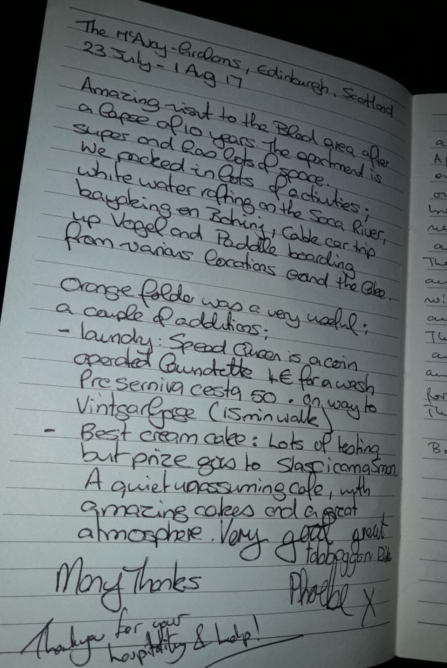 Page 6 of the Guestbook from Spacious Apartment With Balcony, Apartments Fine Stay Bled, Slovenia