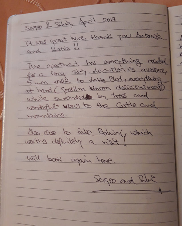 Page 2 of the Guest Book from Spacious Apartment With 2 Balconies, Apartments Fine Stay Bled