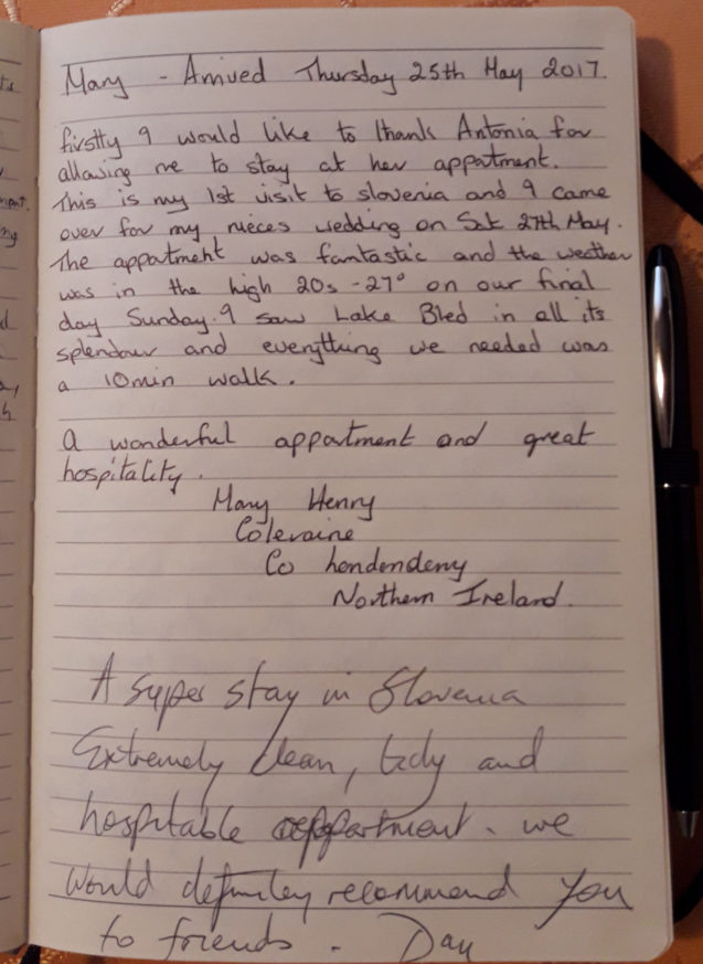 Page 5 of the Guest Book from Spacious Apartment With 2 Balconies, Apartments Fine Stay Bled