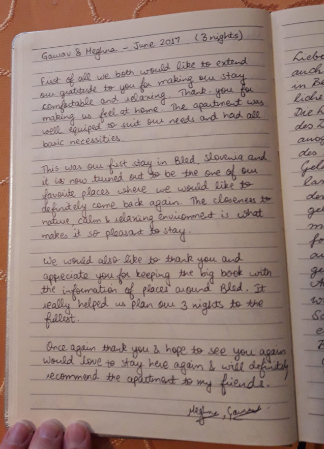 Page 6 of the Guest Book from Spacious Apartment With 2 Balconies, Apartments Fine Stay Bled