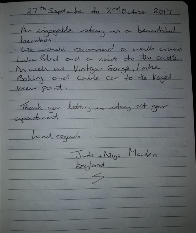 Page 13 of the Guest Book from Spacious Apartment With 2 Balconies, Apartments Fine Stay Bled