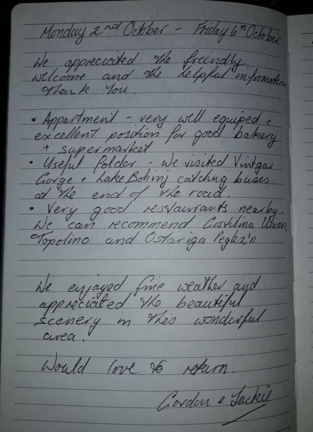 Page 14 of the Guest Book from Spacious Apartment With 2 Balconies, Apartments Fine Stay Bled