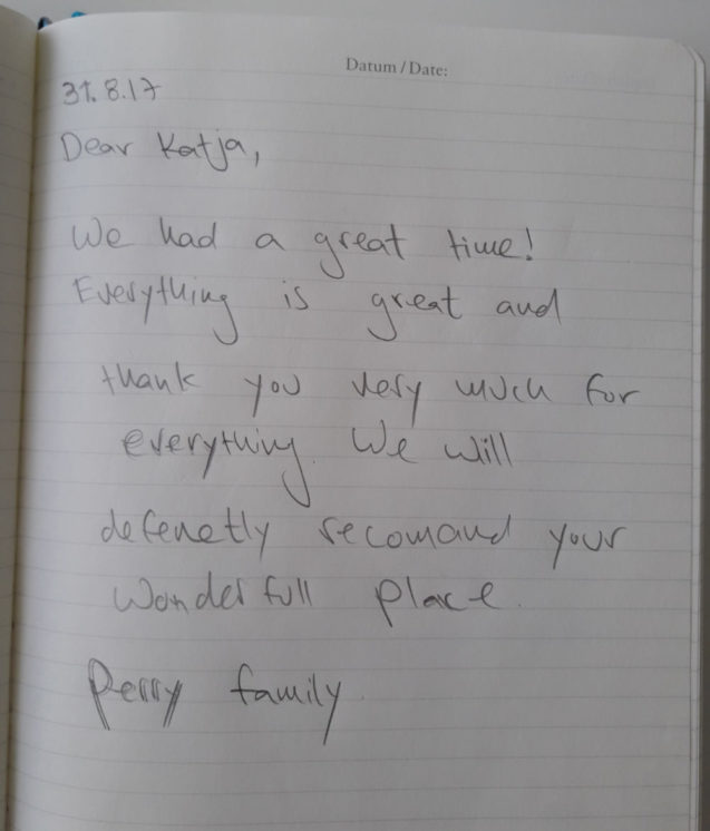 Page 5 of the guestbook in the Modern Apartment With Balcony And Terrace, Apartments Fine Stay in Slovenia