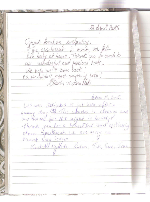 Page 8 of the guestbook in the Superior Apartment With 3 Balconies, Apartments Fine Stay in Slovenia