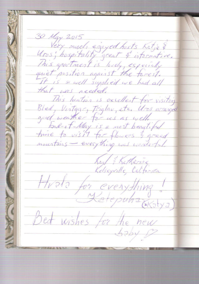 Page 14 of the guestbook in the Superior Apartment With 3 Balconies, Apartments Fine Stay in Slovenia