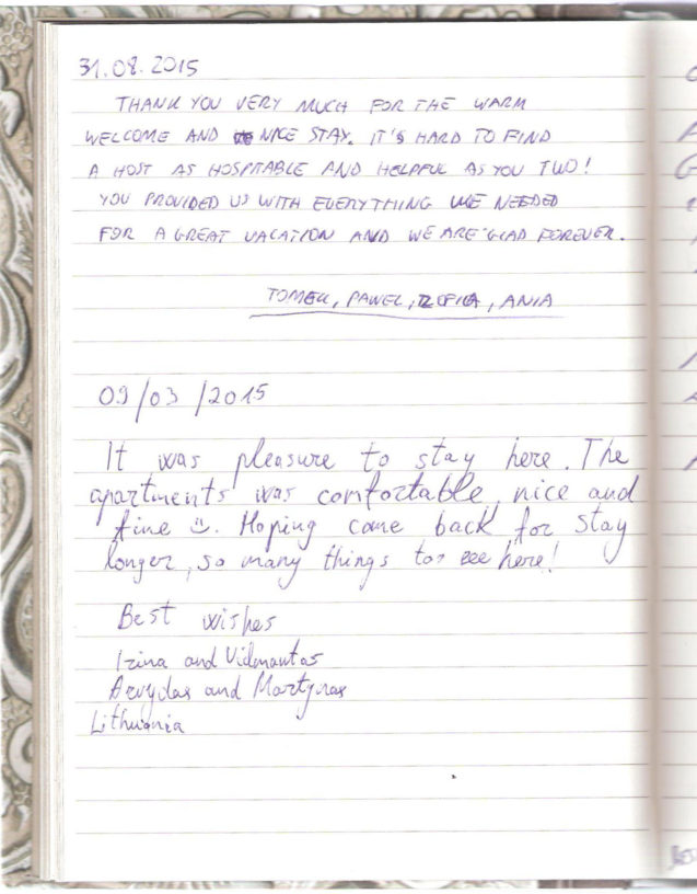 Page 26 of the guestbook in the Superior Apartment With 3 Balconies, Apartments Fine Stay in Slovenia