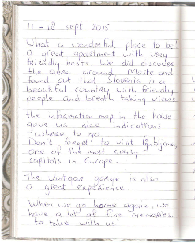 Page 28 of the guestbook in the Superior Apartment With 3 Balconies, Apartments Fine Stay in Slovenia