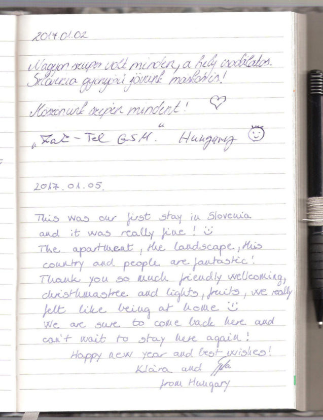 Page 75 of the guestbook in the Superior Apartment With 3 Balconies, Apartments Fine Stay in Slovenia