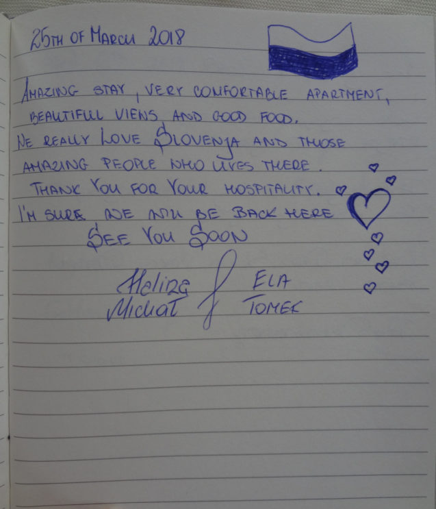 Page 111 of the guestbook in the Superior Apartment With 3 Balconies, Apartments Fine Stay in Slovenia