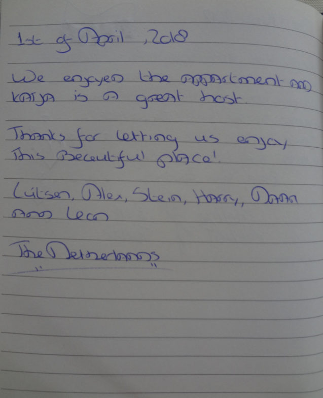 Page 112 of the guestbook in the Superior Apartment With 3 Balconies, Apartments Fine Stay in Slovenia