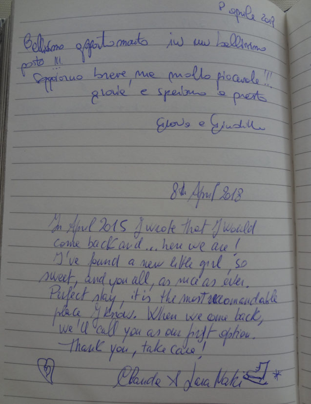 Page 114 of the guestbook in the Superior Apartment With 3 Balconies, Apartments Fine Stay in Slovenia