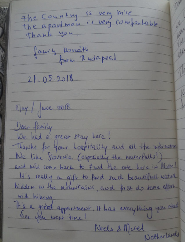 Page 122 of the guestbook in the Superior Apartment With 3 Balconies, Apartments Fine Stay in Slovenia