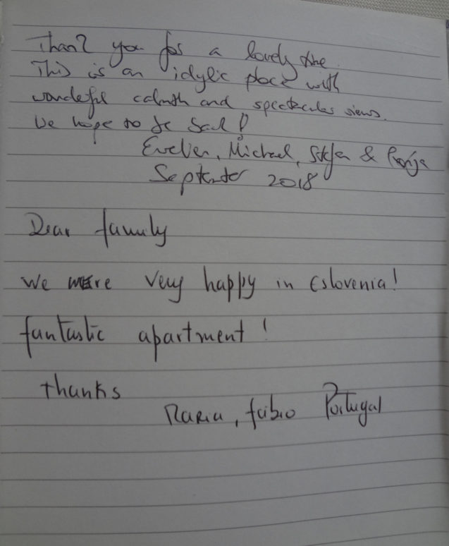 Page 136 of the guestbook in the Superior Apartment With 3 Balconies, Apartments Fine Stay in Slovenia