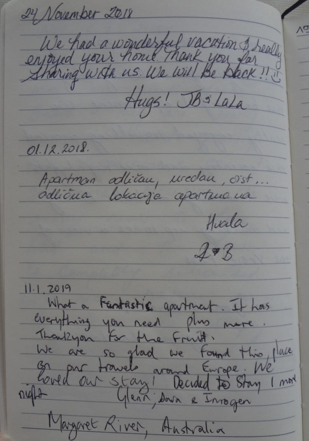 Page 142 of the guestbook in the Superior Apartment With 3 Balconies, Apartments Fine Stay in Slovenia