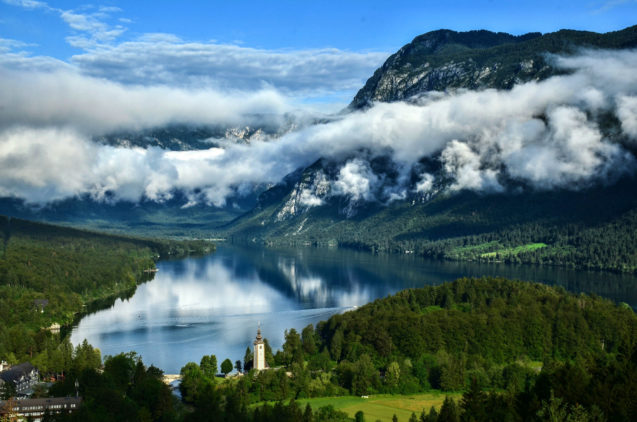 Lake Bohinj in Triglav National Park in Slovenia