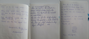 Collage of handwritten comments in the guestbook of Modern Apartment With Balcony from 2017