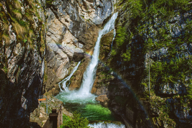 Savica Waterfall above Lake Bohinj in Slovenia