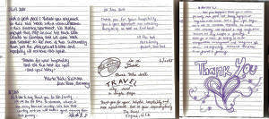 Collage of handwritten notes in the guestbook of Superior Apartment With 3 Balconies from 2016
