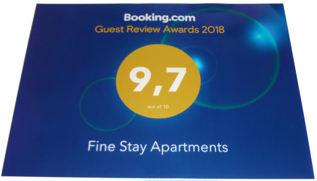 2018 Guest Review Award from Booking.com for Fine Stay Apartments