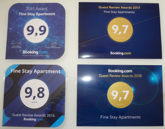 Guest Review Award from Booking.com for Fine Stay Apartments in Slovenia