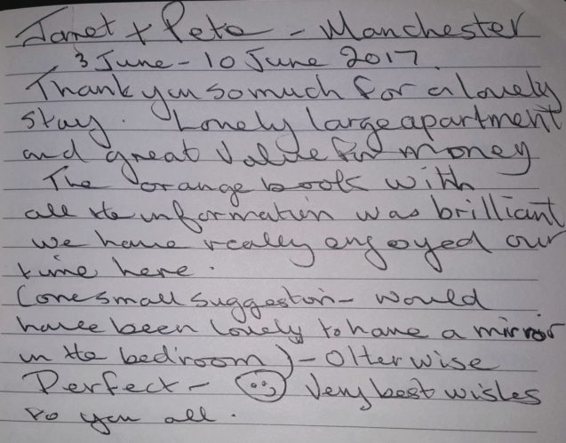 A note from a couple from Manchester, UK who stayed in the Spacious Apartment With Balcony at Apartments Fine Stay Bled in June 2017