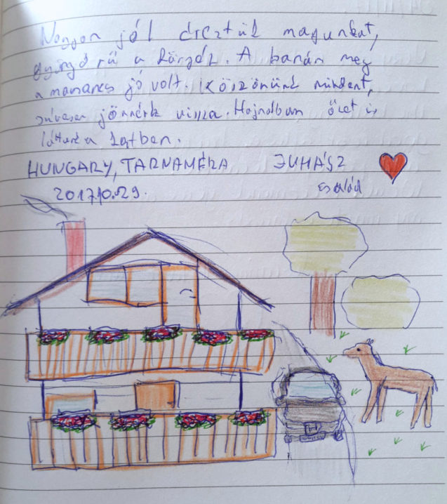 A note with a drawing of the house from a family from Hungary who stayed in the Superior Apartment at Apartments Fine Stay in October 2017