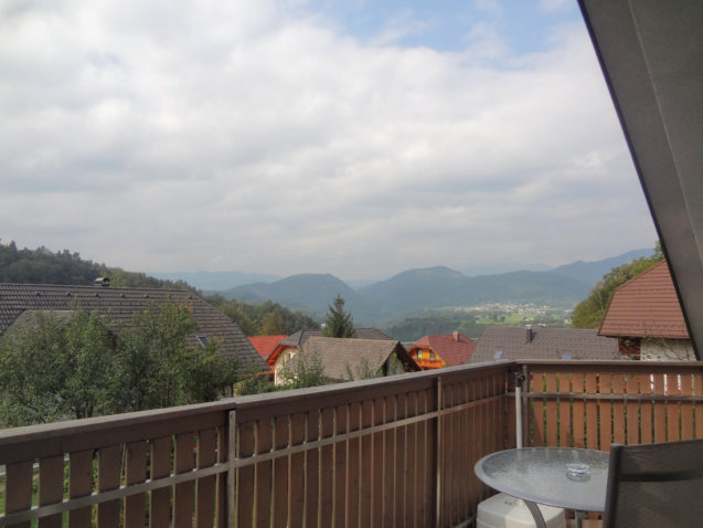 A view of the mountains of Slovenian Alps from the balcony of Apartments Fine Stay Slovenia