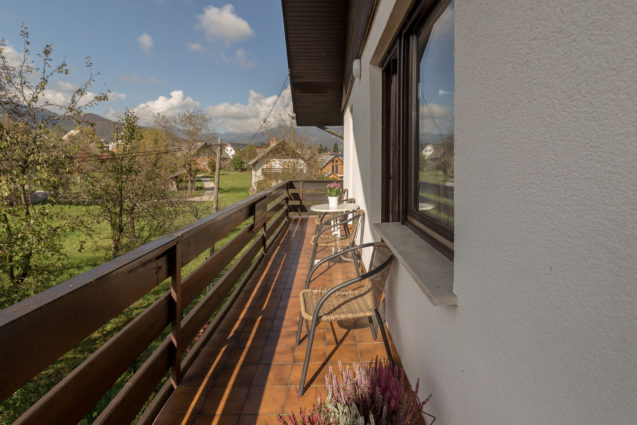 A balcony with nice views at Apartments Fine Stay Bled in Slovenia