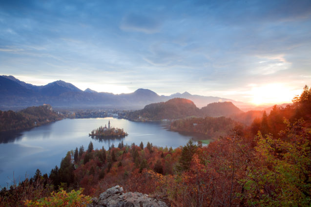 View of Lake Bled in Slovenia in the autumn