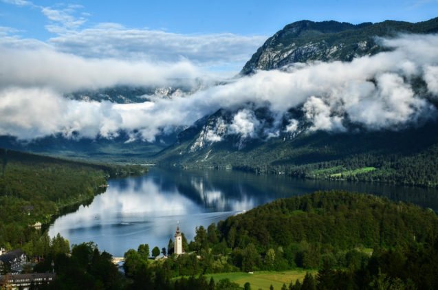 View of Lake Bohinj in the summer