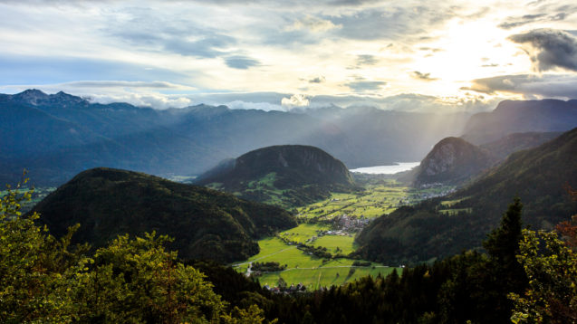 View of Bohinj Valley with Lake Bohinj in the background