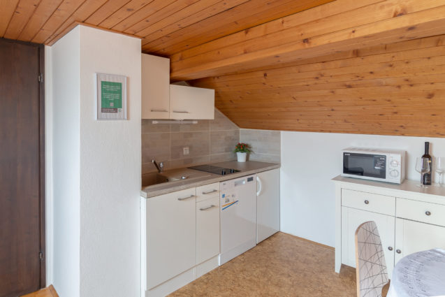 A kitchenette in the loft Apartment at Apartments Fine Stay Bled in Lake Bled, Slovenia