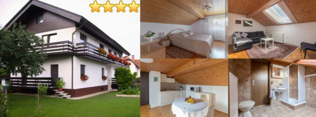 Collage of a Lovely Loft Apartment With Castle Views in Lake Bled, Slovenia