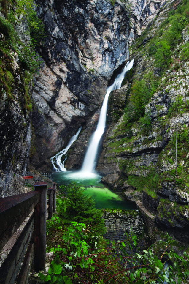 Waterfall Savica in Triglav National Park above Lake Bohinj, Slovenia