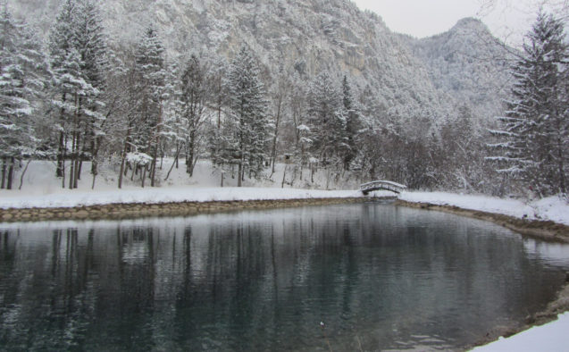 Zavrsnica reservoir and a bridge in winter