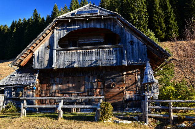 A cottage at Pokljuka Plateau in Slovenia
