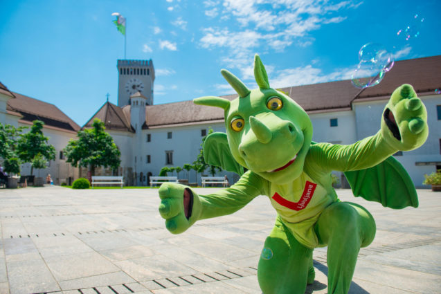 Dragon Mascot at Ljubljana Castle in Ljubljana, the capital city of Slovenia