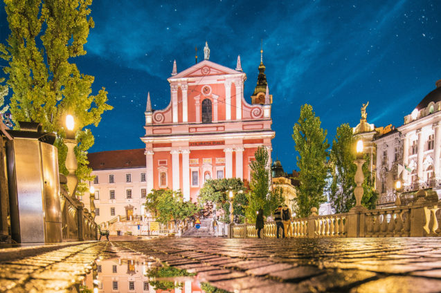 Franciscan Church of the Annunciation in Ljubljana, the capital city of Slovenia