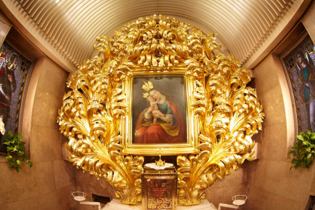 Interior of Basilica of Mary Help of Christians in Brezje, Slovenia