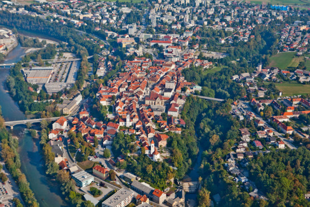 Aerial view of the city of Kranj, Slovenia