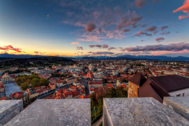 View of Ljubljana, the capital city of Slovenia, from Ljubljana Castle