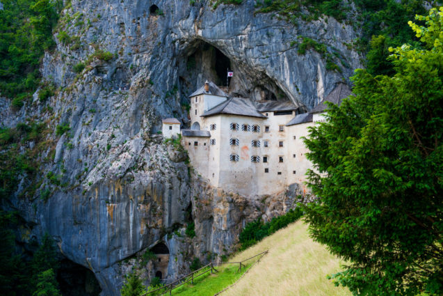 Predjama Castle built into the mouth of a cave in Postojna, Slovenia