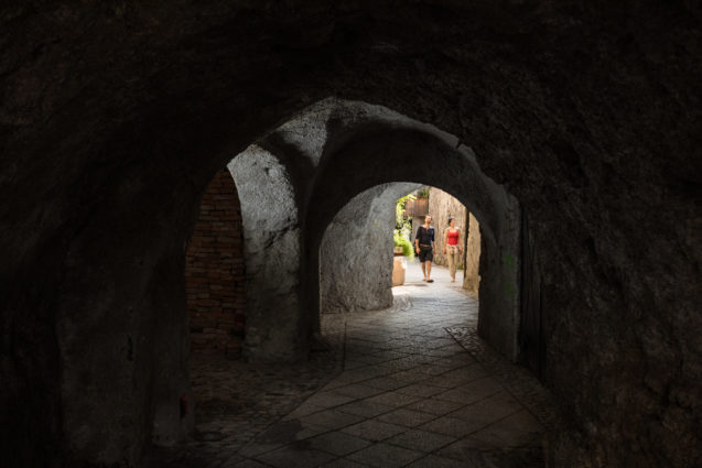 A moat tunnel in the old town of Radovljica, Slovenia