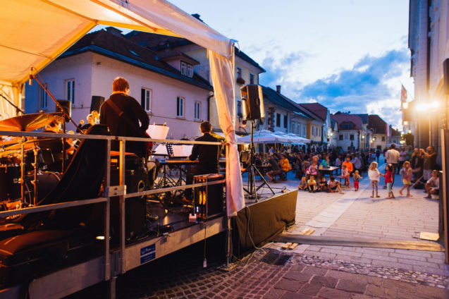 A concert at Linhart Square in the heart of Radovljica's old town centre