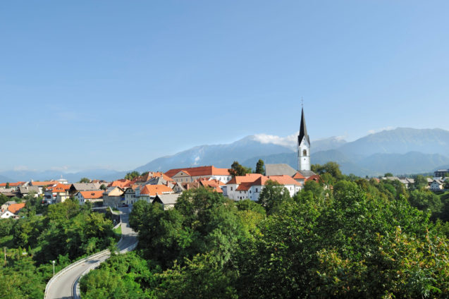 The town of Radovljica with its St. Peter's Church