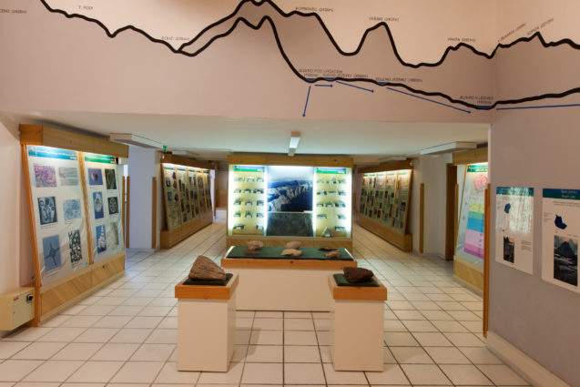 Interior of Triglav National Park information centre at Log in Trenta Valley